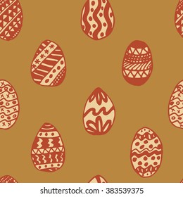 Easter Holiday background, seamless patterns of hand drawn eggs