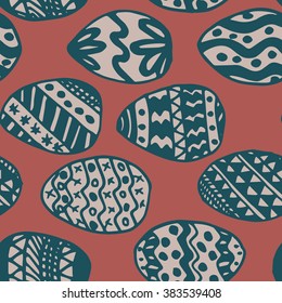 Easter Holiday background, seamless patterns of hand drawn eggs