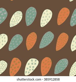 Easter Holiday background, seamless patterns of hand drawn eggs