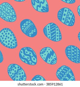Easter Holiday background, seamless patterns of hand drawn eggs