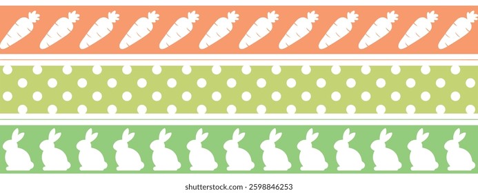 Easter holiday border line, washi tape design, set of horizontal vector design elements
