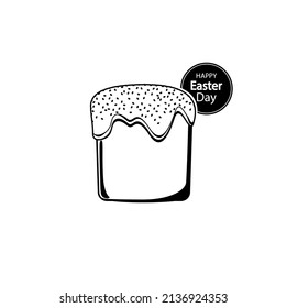 Easter holiday bread, black icon on a white background. 