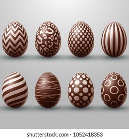 Easter holiday bright with colored chocolate eggs isolated on white background, 