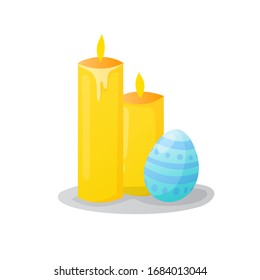 Fiesta de Pascua quemando velas y huevos pintados. Elemento de diseño vectorial para productos de bienvenida y publicidad.