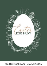 Easter holiday card with hand drawn elements