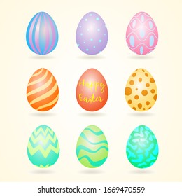Easter holiday card. Multi-colored eggs.