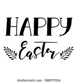 Easter holiday celebration. Happy Easter handwriting lettering design for banner, poster, photo overlay, apparel design. Vector illustration isolated on white background.