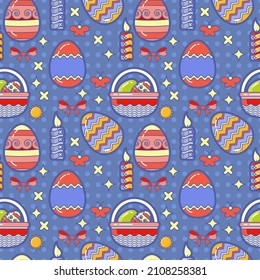 Easter. Holiday colorful background. Vector seamless pattern.