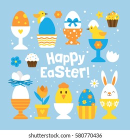 Easter holiday concept with set of cute egg holders for graphic and web design