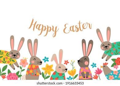 Easter holiday cute banner design. Childish print for greeting card, banner and decoration