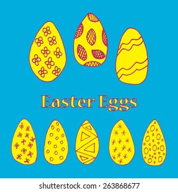 Easter holiday design elements - hand drawn eggs 