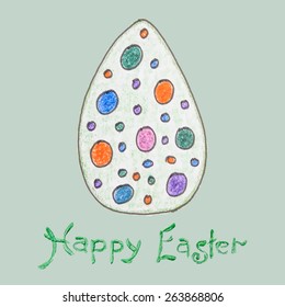 Easter holiday design elements - hand drawn egg with greeting