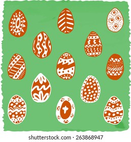 Easter holiday design elements - hand drawn eggs 