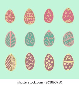 Easter holiday design elements - hand drawn eggs 