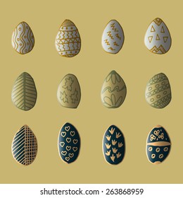 Easter holiday design elements - hand drawn eggs 