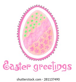 Easter holiday design elements - hand drawn egg with greeting