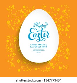Forma de huevo de vacaciones de Pascua con espacio para texto. Afiche feliz de Pascua.