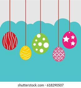 Easter holiday with eggs decorations hanging.
