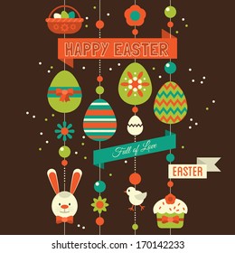Easter holiday flat background. Vector illustration