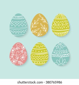 Easter holiday gift tags set. Hand drawing vector illustration