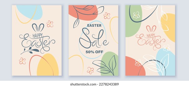 Easter holiday greeting card template. Background design for banner, cover, invitation, shop sale promotion.