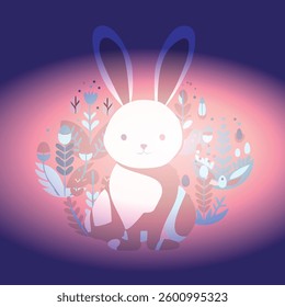 Easter Holiday Illustration Of A Cute Bunny. Children Art Design