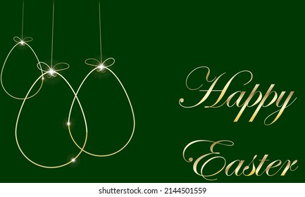 Invitaciones de Semana Santa colección de plantillas con letras hechas a mano y huevos de pascua dorados. Ilustración de la moda del vector