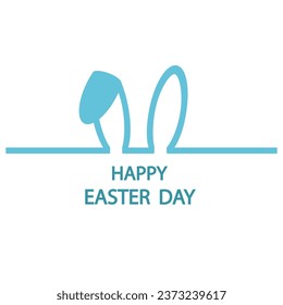 Easter holiday logo illustration.Bunny ears with text on a white background.