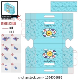 easter holiday package template with chicken nestling in an egg