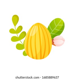 Vacaciones de Pascua pintadas de huevo y flores en blanco. Elemento de diseño vectorial para productos de bienvenida y publicidad.