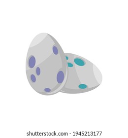 Easter holiday painted eggs isolated icon. Vector Dino prehistoric reptile eggs in spotted eggshell. Spotted glossy eggs of bird or animal, tyrannosaurus lizard, dragon or reptile jurassic era monster