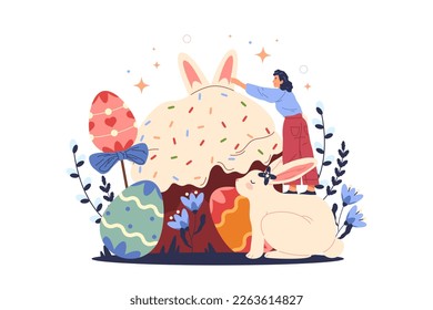 Easter holiday preparation. Vector banner or clipart.