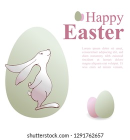 Easter holiday scene banner isolated vector illustration with bunnies.  International Celebration Design with Typography for Greeting Card, Party.