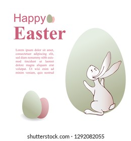 Easter holiday scene banner isolated vector illustration with bunnies.  International Celebration Design with Typography for Greeting Card, Party.