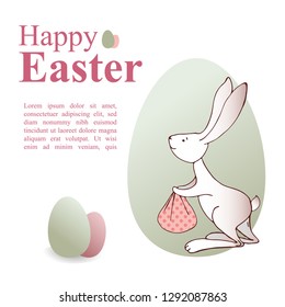 Easter holiday scene banner isolated vector illustration with bunnies.  International Celebration Design with Typography for Greeting Card, Party.