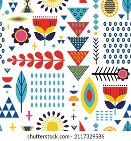 Easter holiday seamless pattern with chicken, rabbit, cut in paper art style. Silhouette illustration. Vector drawing. Happy easter banner. Geometric.