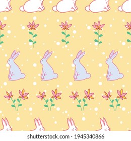 Easter holiday seamless pattern design on yellow background