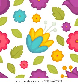 Flores de primavera de vacaciones de Semana Santa tulipanes sin fisuras vectores planta temática floral tallo y flor de brote sin fin textura botánica y elementos de flora fondo naturaleza y medio ambiente vegetación y floristería