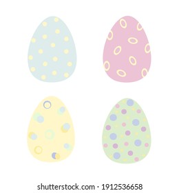 Easter holiday symbol colorful decorated eggs in pastel tones, flat style vector illustration for spring festive time decor, greeting cards, invitations, banners, web design