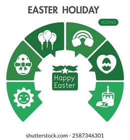 Easter holiday symbols collection or sketches. happy easter theme icons in glyph style signs for web and app. Vector graphics isolated on white background