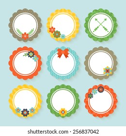 Easter holiday tags and frames with trendy patterns for design
