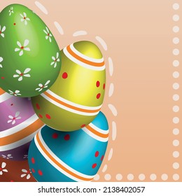 Easter Holiday Text Postcard with Vector Volumetric Easter Eggs