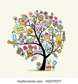 Easter holiday tree, sketch for your design