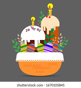 Vektorillustration für Ostern. Attribute für die Feier. Die angestrichenen Eier.