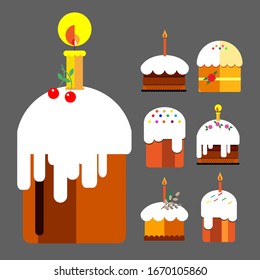 Easter holiday vector. Attributes for the celebration. The painted eggs.