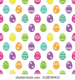 Easter holiday vector colored eggs seamless pattern