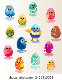 Easter holiday, Easter vector eggs and bunnies