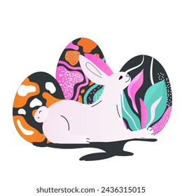 Easter holiday, Easter vector eggs and bunnies