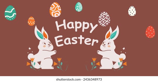 Easter holiday, Easter vector eggs and bunnies