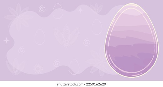 Osterferien, Bannerhintergrund mit Platz für Text, Ostereier auf weicher violetter Vektorgrafik